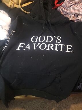 On Fire Black Graphic Hoodie with White Lettering SIZE XL